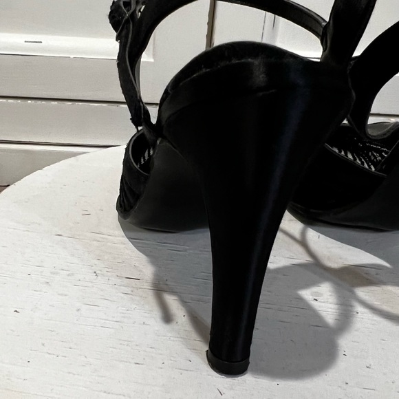 Jacques Lemans Stitch Embellished Satin Black Evening Heels in size 3. - Picture 6 of 9